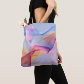 Abstracte Kleurrijke Stromende Lint Tote Bag (Dichtbij)