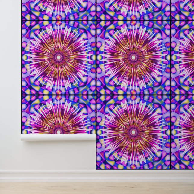 Abstracte kleurrijke Sum Shine Mandala Kunst Behang (Applicatie)