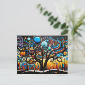 Abstracte Kleurrijke Swirl Tree Landscape Natuur Briefkaart (Staand voorkant)
