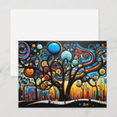 Abstracte Kleurrijke Swirl Tree Landscape Natuur Briefkaart (Voorkant / Achterkant)
