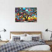 Abstracte Kleurrijke Swirl Tree Landscape Natuur Canvas Afdruk (Insitu (Slaapkamer))
