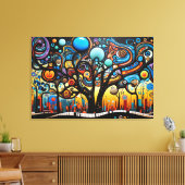 Abstracte Kleurrijke Swirl Tree Landscape Natuur Canvas Afdruk (Insitu (Woonkamer))