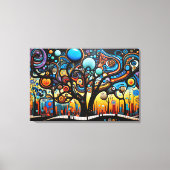 Abstracte Kleurrijke Swirl Tree Landscape Natuur Canvas Afdruk (Voorkant)