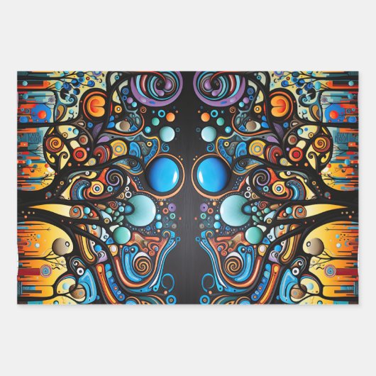 Abstracte Kleurrijke Swirl Tree Landscape Natuur Inpakpapier Vel (Voorkant 2)