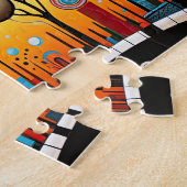 Abstracte Kleurrijke Swirl Tree Landscape Natuur Legpuzzel (Zijkant)