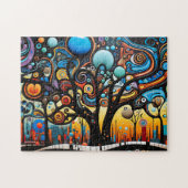 Abstracte Kleurrijke Swirl Tree Landscape Natuur Legpuzzel (Horizontaal)