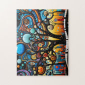 Abstracte Kleurrijke Swirl Tree Landscape Natuur Legpuzzel (Verticaal)