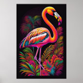 Abstracte Kleurrijke Tekening van A Flamingo 2:3 I Poster (Voorkant)