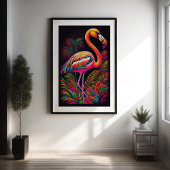 Abstracte Kleurrijke Tekening van A Flamingo 2:3 I Poster