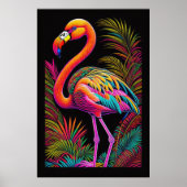 Abstracte Kleurrijke Tekening van A Flamingo 2:3 Poster (Voorkant)