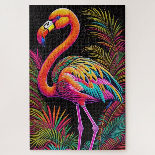 Abstracte Kleurrijke Tekening van A Flamingo Legpuzzel (Verticaal)