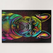 Abstracte kleurrijke tekening van een Franse buldo Legpuzzel (Horizontaal)