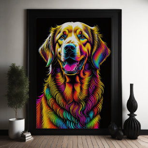 Abstracte Kleurrijke Tekening van Een Hond 2:3 Poster