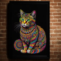 Abstracte kleurrijke tekening van een kat 2:3 II