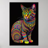 Abstracte Kleurrijke Tekening van een Kat 2:3 Poster (Voorkant)