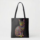 Abstracte Kleurrijke Tekening van Een Kat Tote Bag (Voorkant)