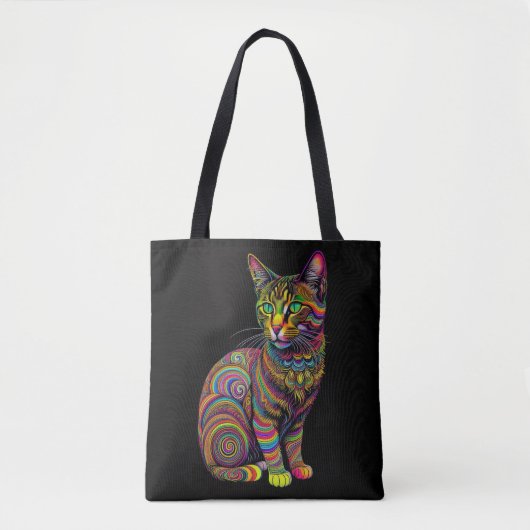 Abstracte Kleurrijke Tekening van Een Kat Tote Bag (Voorkant)