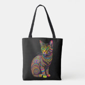 Abstracte Kleurrijke Tekening van Een Kat Tote Bag (Achterkant)