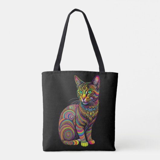 Abstracte Kleurrijke Tekening van Een Kat Tote Bag (Achterkant)