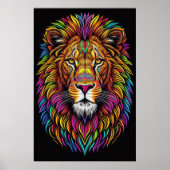 Abstracte kleurrijke tekening van een leeuw 2:3 poster (Voorkant)