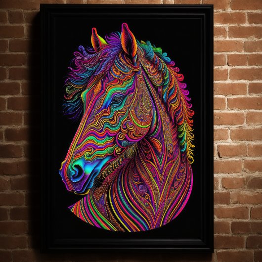 Abstracte kleurrijke tekening van een paard 2:3 II Poster