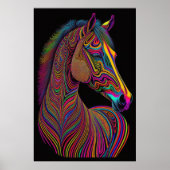 Abstracte Kleurrijke Tekening van een Paard 2:3 Poster (Voorkant)