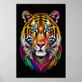 Abstracte kleurrijke tekening van een tijger 2:3 poster (Voorkant)