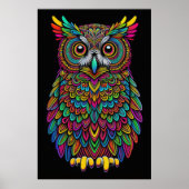Abstracte Kleurrijke Tekening van Een Uil 2:3 Poster (Voorkant)
