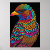 Abstracte kleurrijke tekening van een vogel 2:3 II Poster (Voorkant)