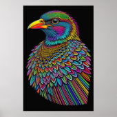 Abstracte Kleurrijke Tekening van een Vogel 2:3 Poster (Voorkant)