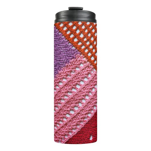 Abstracte kleurrijke textuur, gebreid door spokes. thermosbeker (Voorkant)