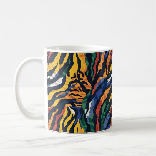 Abstracte kleurrijke tijgerstrepen koffiemok (Links)