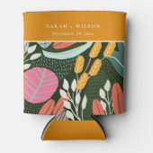 Abstracte, kleurrijke tropische botanische bruilof blikjeskoeler (Voorkant)