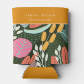 Abstracte, kleurrijke tropische botanische bruilof blikjeskoeler (Achterkant)