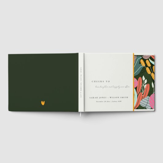 Abstracte, kleurrijke tropische botanische bruilof gastenboek (Volledig)