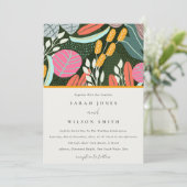 Abstracte, kleurrijke tropische botanische bruilof kaart (Staand voorkant)