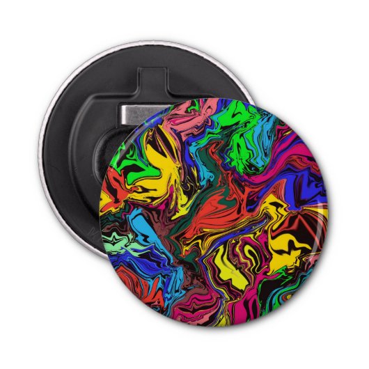 Abstracte kleurrijke tweekleurig / fijngemaakt / button flesopener (Voorkant)