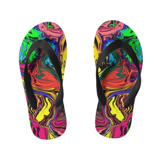 Abstracte kleurrijke tweekleurig / fijngemaakt / kinder teenslippers (Voetbed)