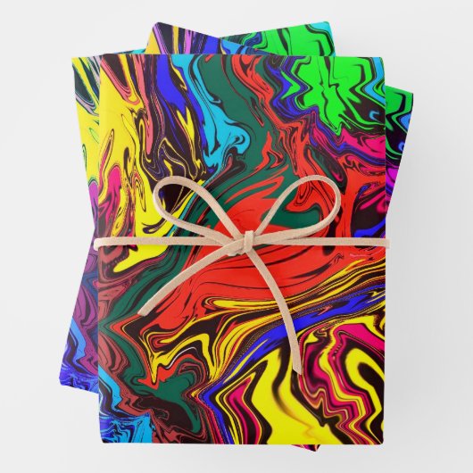 Abstracte kleurrijke tweekleurig / gespoeld / 3 fi inpakpapier vel (In situ)