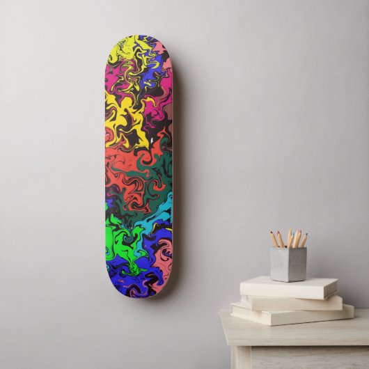Abstracte kleurrijke tweeling / persoonlijk skateboard (Muurkunst)