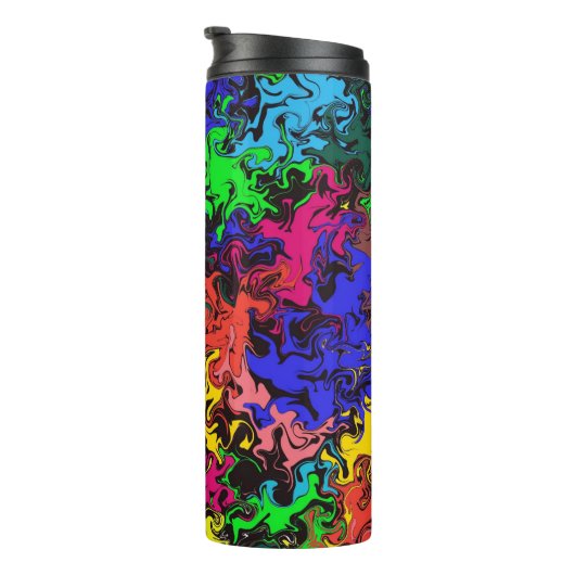 Abstracte kleurrijke tweeling / thermosbeker (Geroteerd rechts)