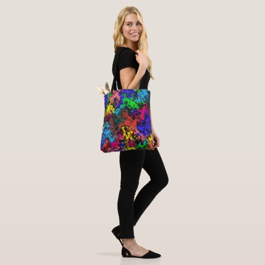 Abstracte kleurrijke tweeling / tote bag (Op model)