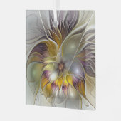 Abstracte kleurrijke ventilator Modern Fractal Squ Glas Ornament (Voorkant links)