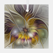 Abstracte kleurrijke ventilator Modern Fractal Squ Glas Ornament (Achterkant)