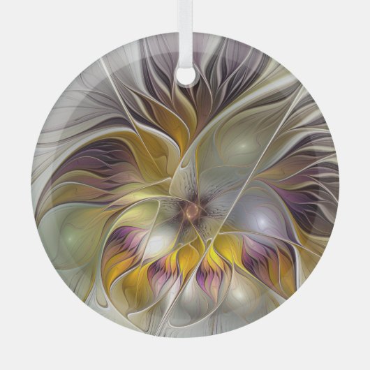 Abstracte kleurrijke ventilator Moderne fractale c Glas Ornament (Voorkant)