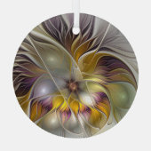 Abstracte kleurrijke ventilator Moderne fractale c Glas Ornament (Achterkant)