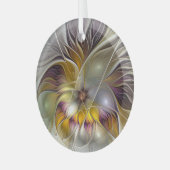 Abstracte kleurrijke ventilator Moderne fractale c Glas Ornament (Voorkant links)