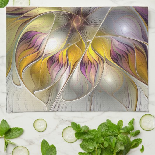 Abstracte kleurrijke ventilatormatige fractale art theedoek (Gevouwen)