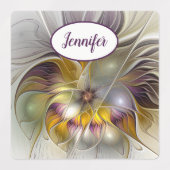 Abstracte kleurrijke ventilatormatige fractale naa labels (Design 1)