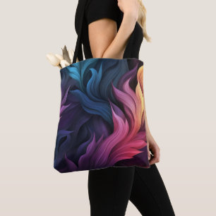 Abstracte kleurrijke veren tote bag